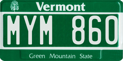 VT license plate MYM860