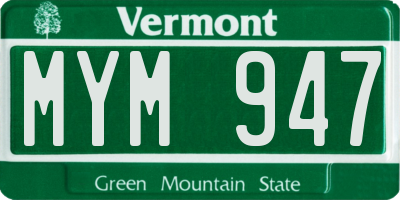 VT license plate MYM947