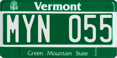 VT license plate MYN055