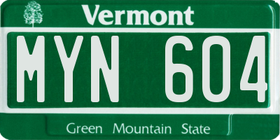 VT license plate MYN604