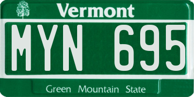 VT license plate MYN695