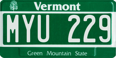 VT license plate MYU229