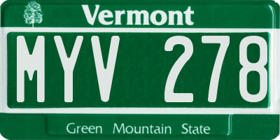 VT license plate MYV278