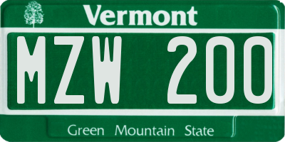 VT license plate MZW200