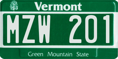 VT license plate MZW201