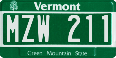 VT license plate MZW211