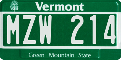 VT license plate MZW214