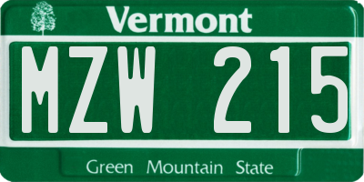 VT license plate MZW215
