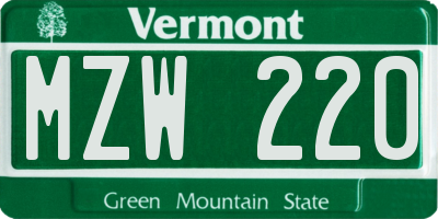 VT license plate MZW220