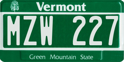 VT license plate MZW227