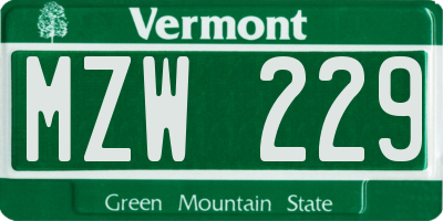 VT license plate MZW229