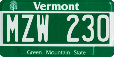 VT license plate MZW230