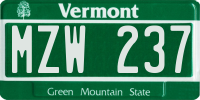 VT license plate MZW237