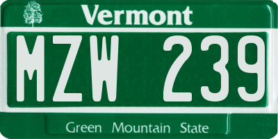 VT license plate MZW239