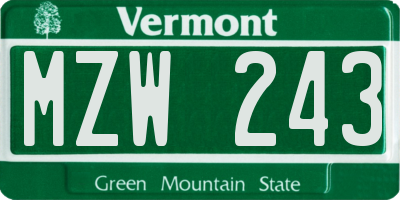 VT license plate MZW243