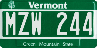 VT license plate MZW244