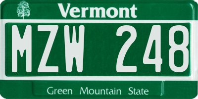 VT license plate MZW248