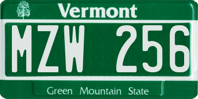 VT license plate MZW256