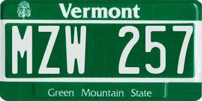 VT license plate MZW257
