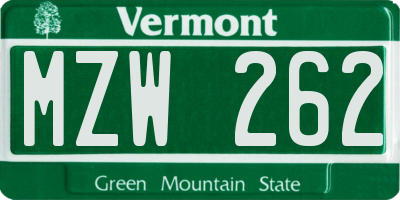 VT license plate MZW262