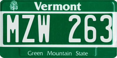 VT license plate MZW263