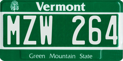 VT license plate MZW264