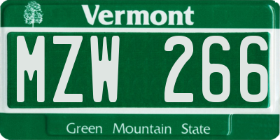 VT license plate MZW266
