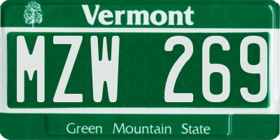 VT license plate MZW269
