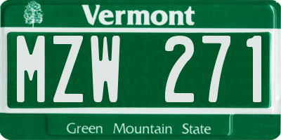 VT license plate MZW271