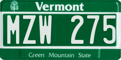 VT license plate MZW275