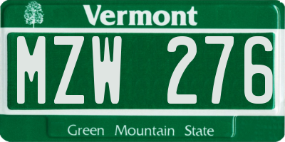 VT license plate MZW276