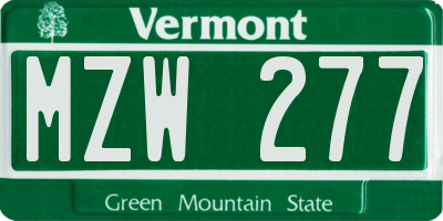 VT license plate MZW277