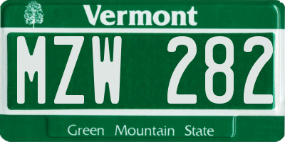 VT license plate MZW282