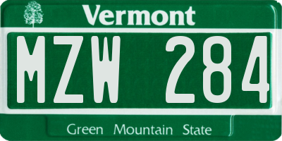 VT license plate MZW284