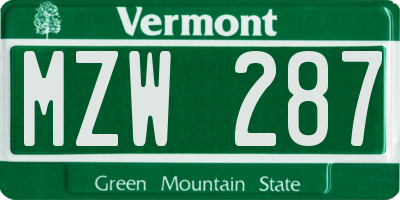 VT license plate MZW287