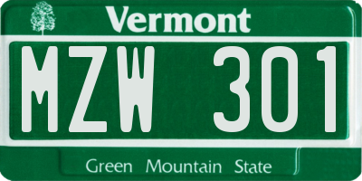 VT license plate MZW301
