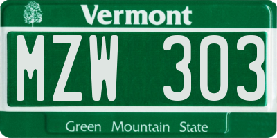 VT license plate MZW303