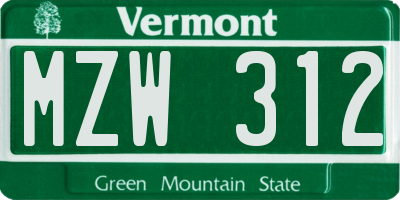 VT license plate MZW312