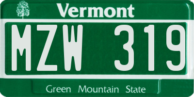 VT license plate MZW319