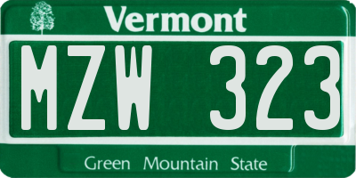 VT license plate MZW323