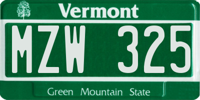 VT license plate MZW325
