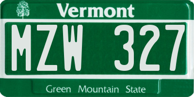 VT license plate MZW327
