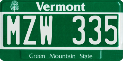 VT license plate MZW335