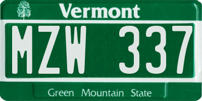 VT license plate MZW337