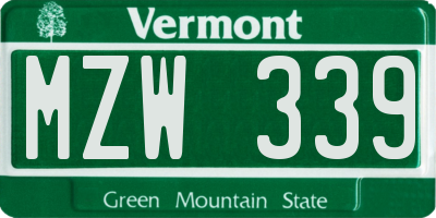 VT license plate MZW339