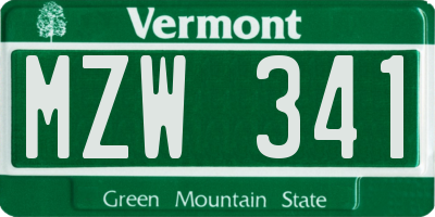 VT license plate MZW341