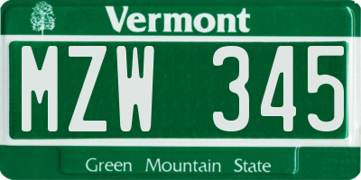 VT license plate MZW345