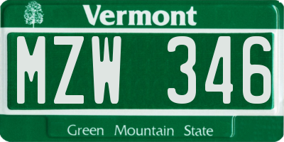VT license plate MZW346