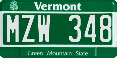 VT license plate MZW348