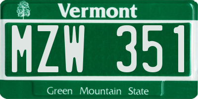 VT license plate MZW351